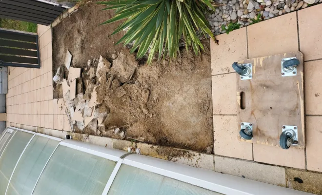 INSTALLATION TERRASSE BOIS EN DOUGLAS SUR RENAISON, Roanne, Les Ouvertures Melot